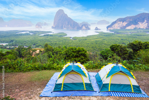 Camping at Samet Nangshe Viewpoint in Phang-nga, tourist place photo