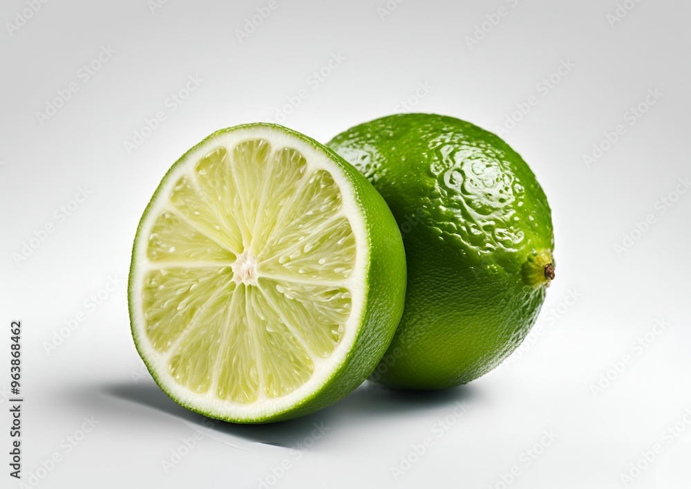 Lime on a white background, fully isolated with full depth of field. Lime on a white background, fully isolated with full depth of field.
