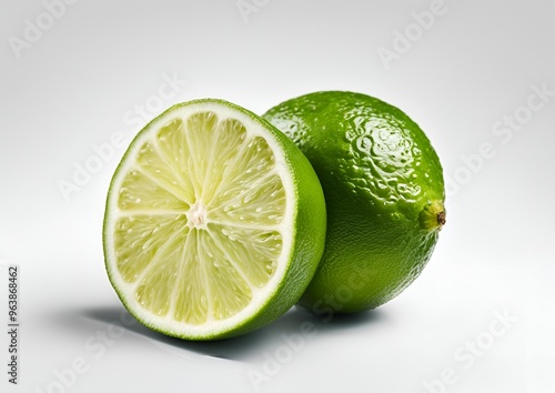 Lime on a white background, fully isolated with full depth of field.