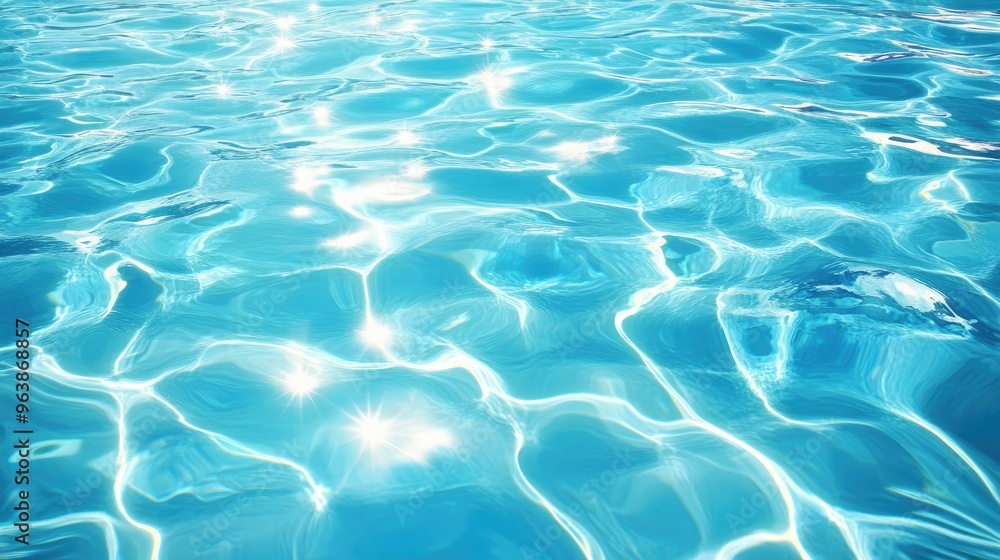 Illustration of a clear blue water surface reflecting sunlight on a bright summer day, perfect for relaxation themes Illustration of a clear blue water surface reflecting sunlight on a bright summer day, perfect for relaxation themes