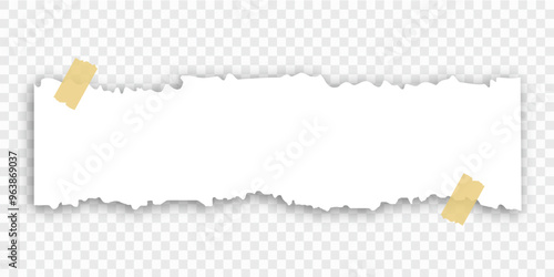 Torn paper with sticky tape banner.
