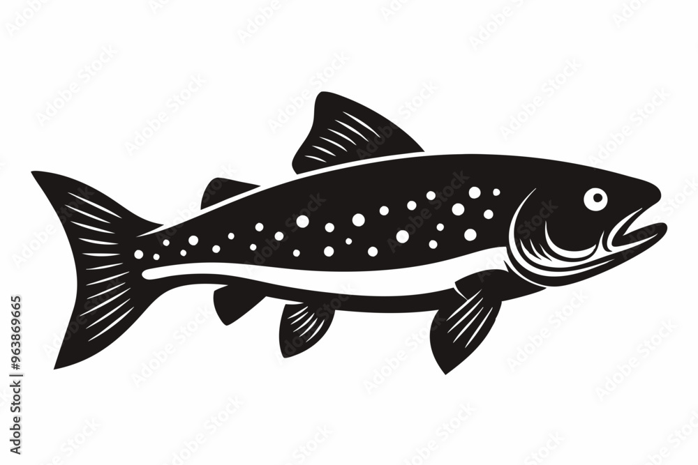 Trout silhouette, Trout fish vector Trout silhouette, Trout fish vector