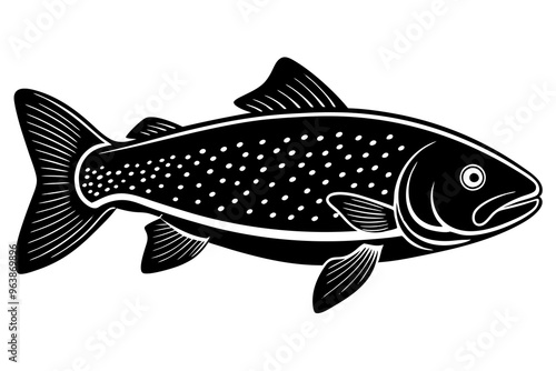 
Trout and salmon silhouette, trout tish vector illustration