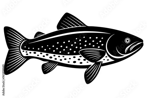 
Trout and salmon silhouette, trout tish vector illustration