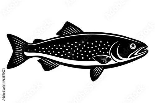 
Trout and salmon silhouette, trout tish vector illustration