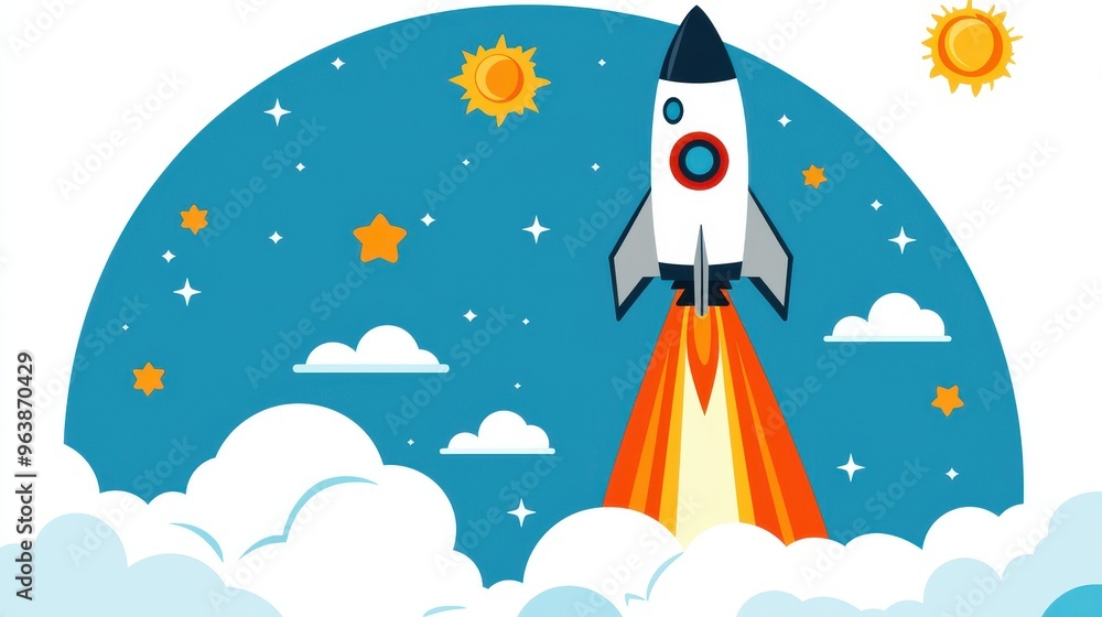 Cartoon Rocket Ship Taking Off Into Space Cartoon Rocket Ship Taking Off Into Space