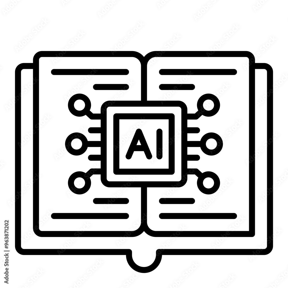 AI learning icon representing education and training in AI, machine learning, and neural networks. AI learning icon representing education and training in AI, machine learning, and neural networks.