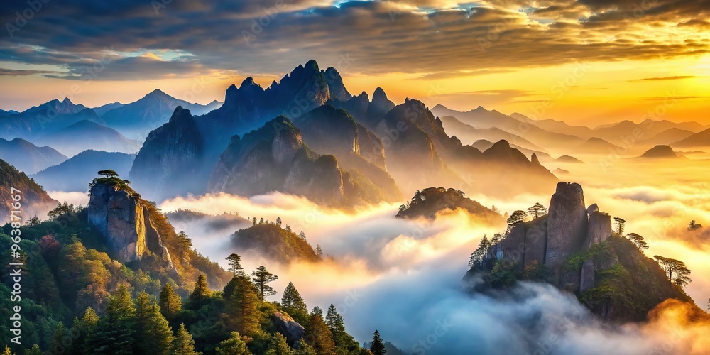 A breathtaking landscape of a majestic mountain range, with a subtle mist effect and accurate color, after removing the distracting foreground elements. A breathtaking landscape of a majestic mountain range, with a subtle mist effect and accurate color, after removing the distracting foreground elements.