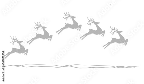 Graphic grey silhouettes of wild deers.