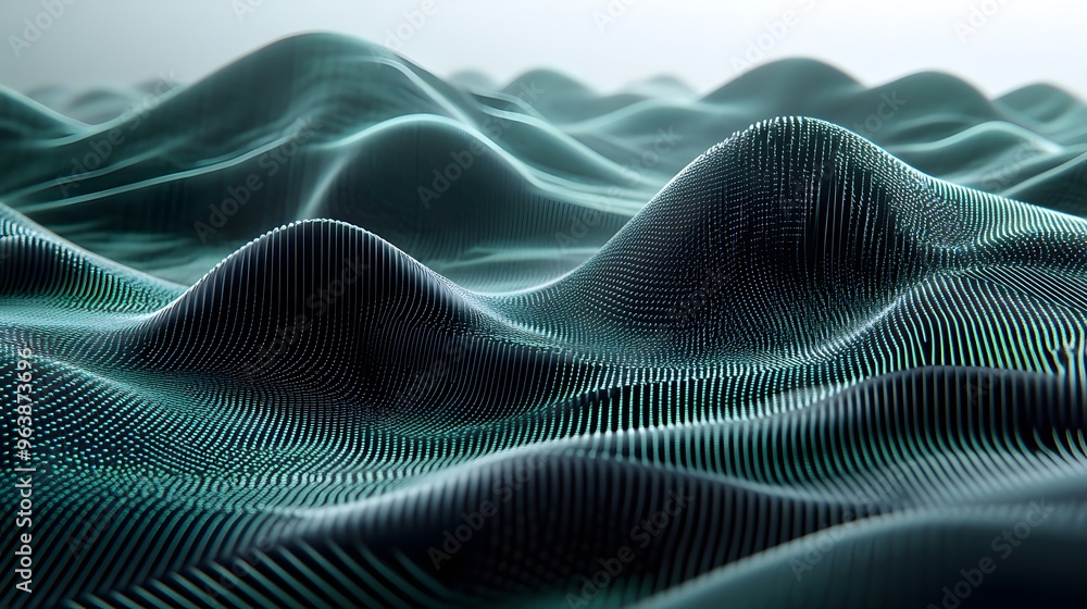 Naklejka premium Abstract Digital Landscape Green and Blue Technology Data Network