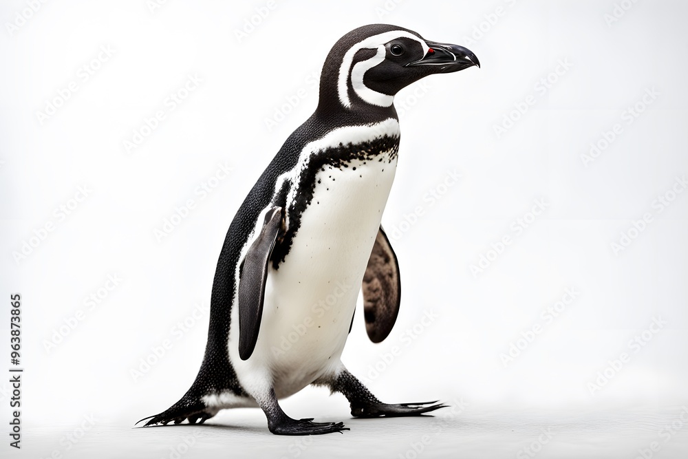 African penguin animal on white background, AI Generated African penguin animal on white background, AI Generated
