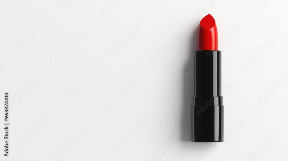 Classic Red Lipstick on a Pristine White Background Classic Red Lipstick on a Pristine White Background