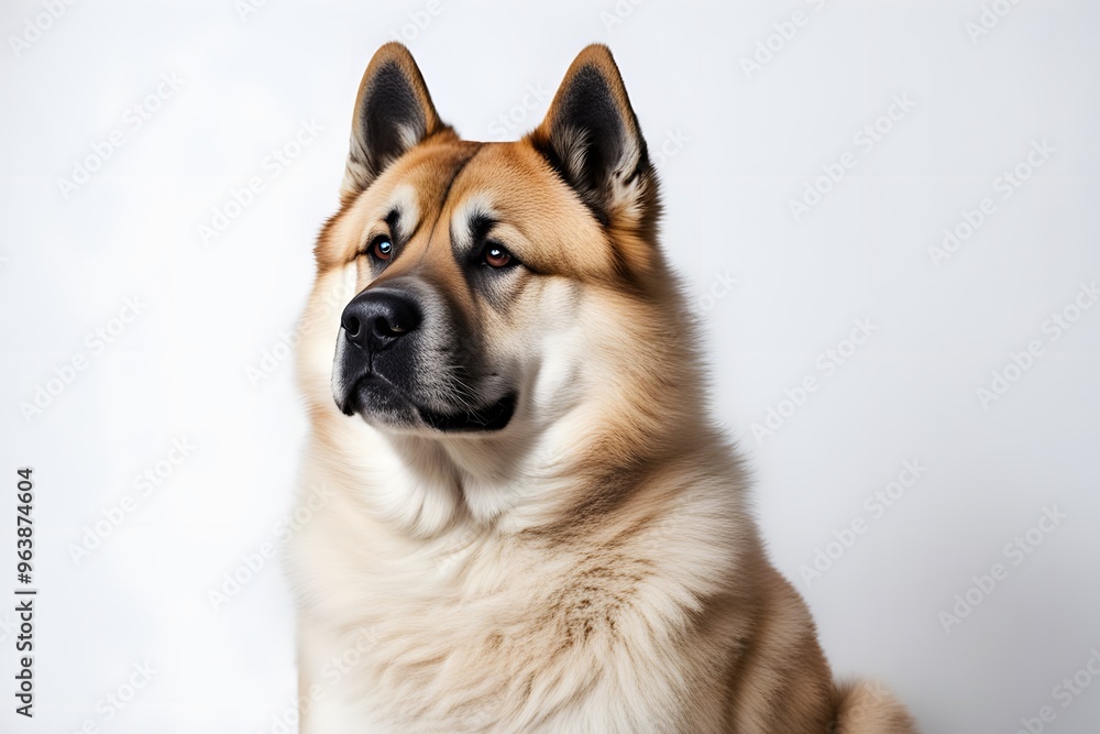 Akita shepherd animal on white background, Ai Generated