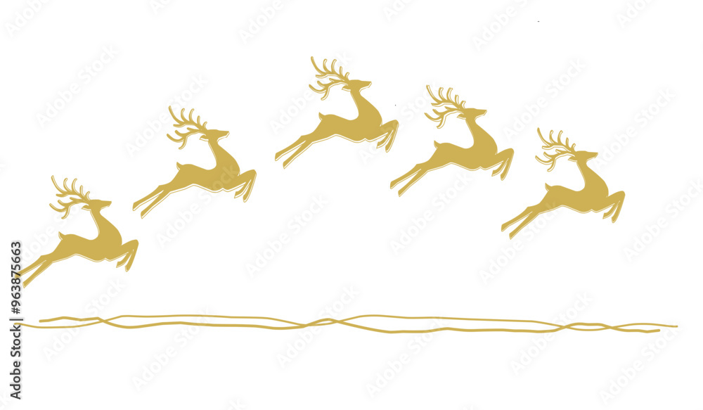 Obraz premium Graphic gold silhouettes of wild deers.