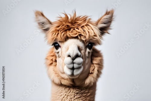 Alpaca animal on white background, AI Generated