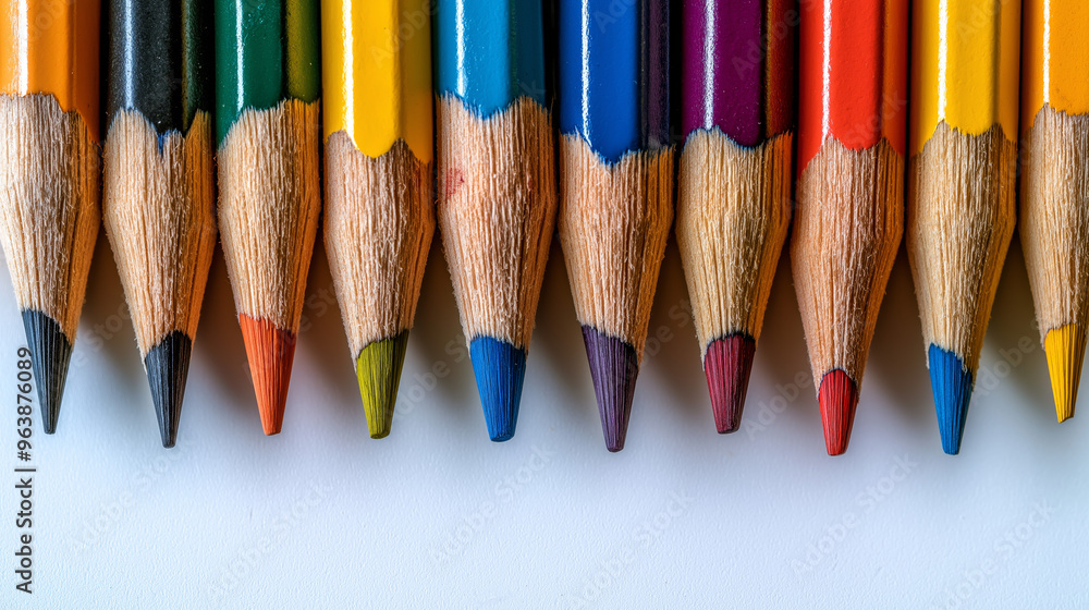 A group of colorful pencils isolated on a white background A group of colorful pencils isolated on a white background