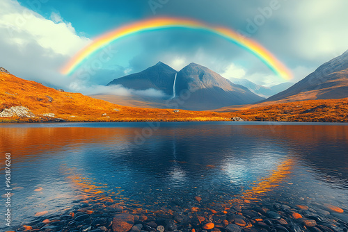 A rainbow over the majestic mountains of Skye