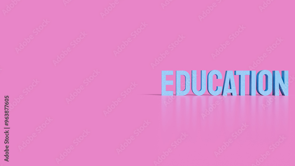 The blue Education text on pink background 3d rendering. The blue Education text on pink background 3d rendering.