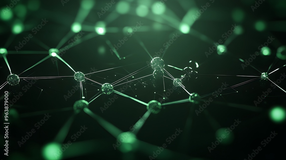 Obraz premium Abstract Green Network Connection Dots