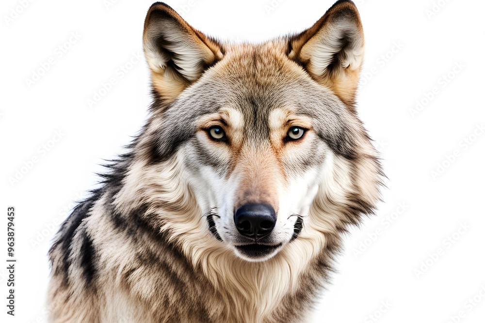 Fototapeta premium Apennine wolf animal on white background, AI Generated