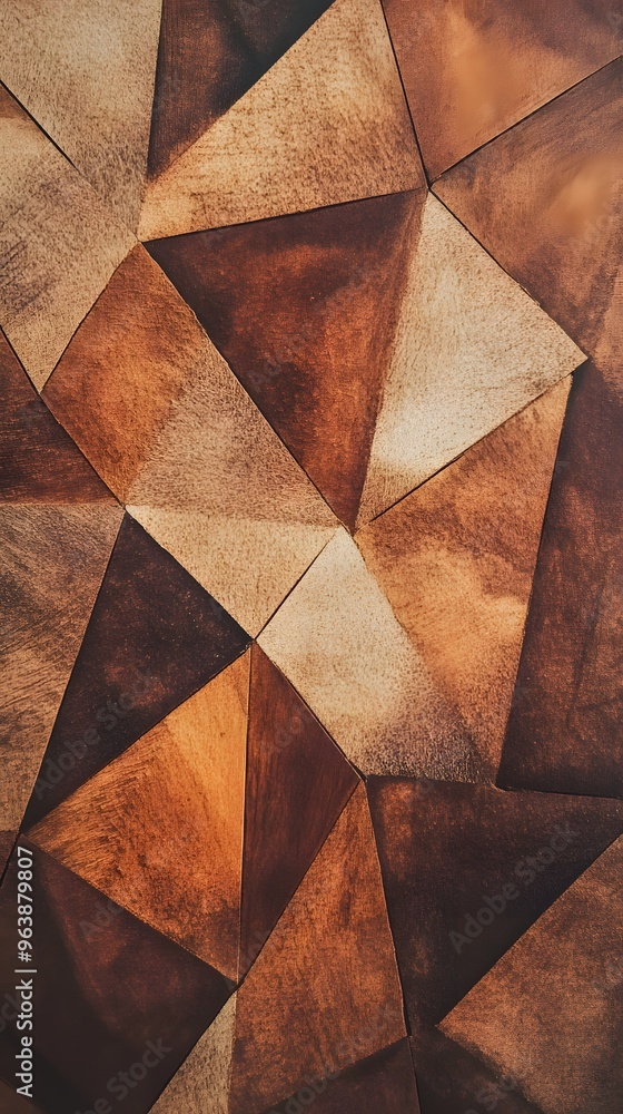 Geometric Pattern of Brown and Beige Wooden Triangles Geometric Pattern of Brown and Beige Wooden Triangles
