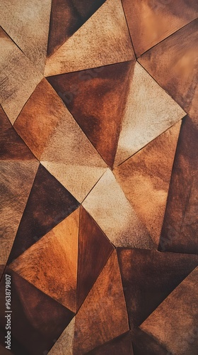 Wallpaper Mural Geometric Pattern of Brown and Beige Wooden Triangles Torontodigital.ca