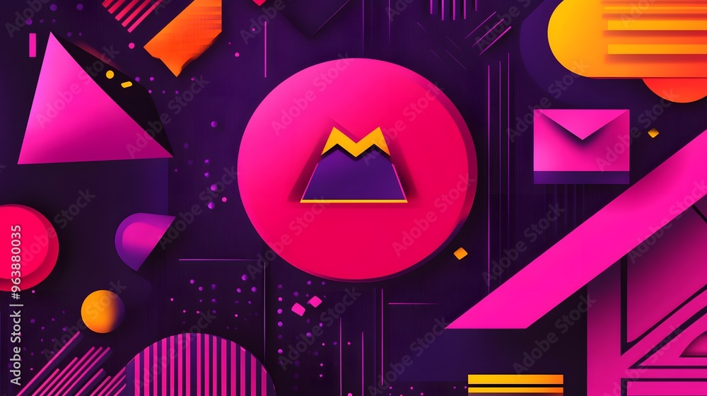 Obraz premium Abstract Geometric Background with Pink Purple and Yellow Shapes