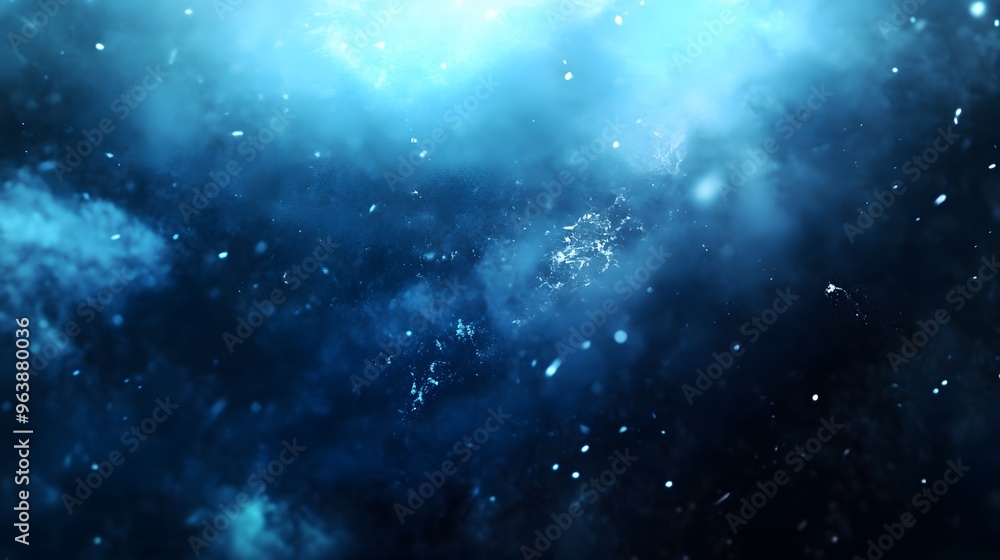 Fototapeta premium Abstract Blue Background with Glowing Particles and Bokeh Lights
