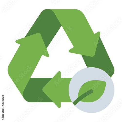 Sustainable recycle icon representing eco-friendly products made from renewable and recyclable materials.