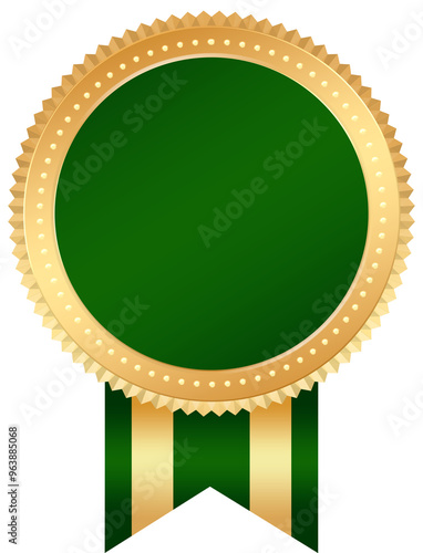 Green Gold Medal with Ribbon
