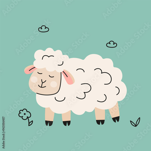 Funny cute sheep vector illustration