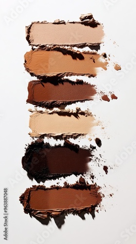 makeup swatches on white background