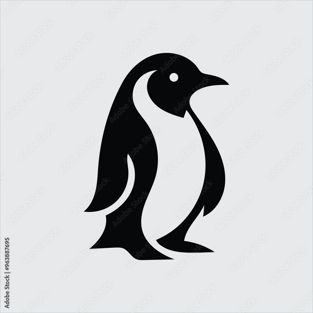 Naklejka premium Penguin Logo icon Silhouette vector art illustration