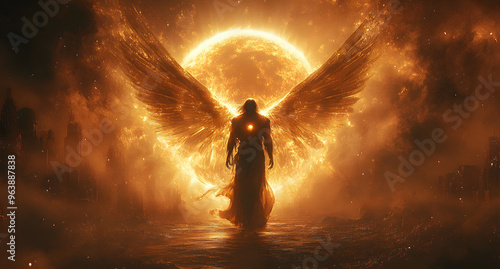 “An Angel with Spread Wings Flying Towards the Sun” 