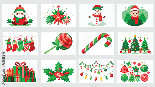 Christmas elements set vector illustration.  Merry Christmas, Christmas vector design 