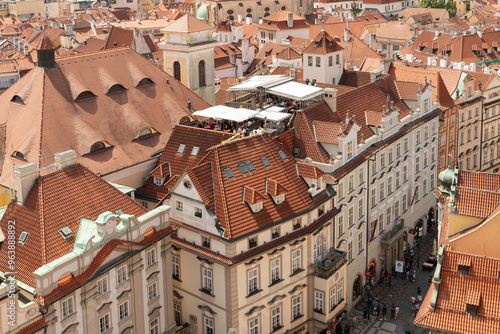 Photography View of old town from the observation platform of the Old Town Hall in the old p