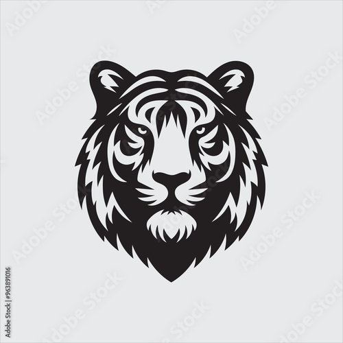 Tiger head logo icon silhouette vector art illustration