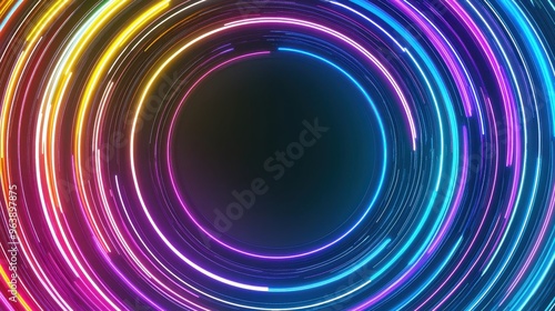 Abstract Neon Circle Background with Bright Colors