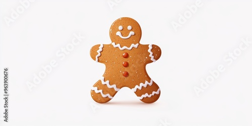 A minimalistic vector icon of a gingerbread man with icing decorations, isolated on a white background