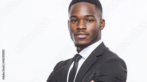 Portrait of a Confident Young African American Businessman in Suit