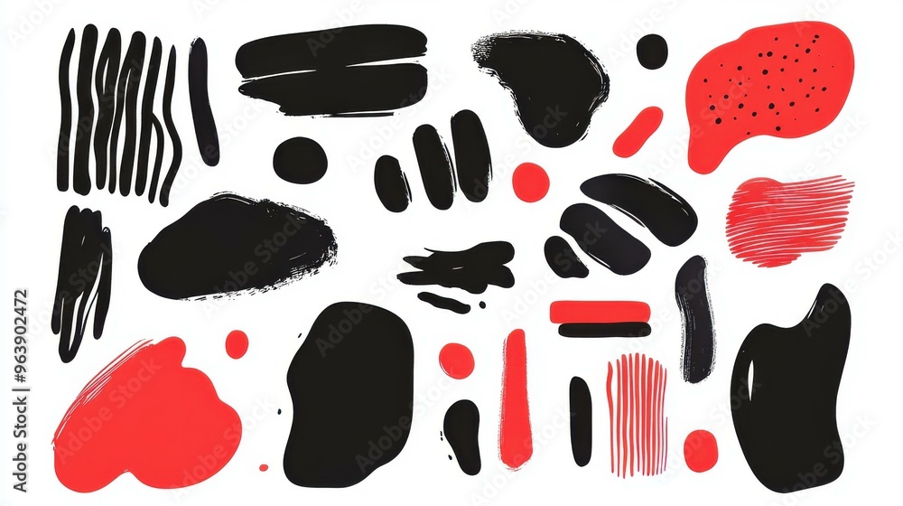 Eyecatching black and red abstract design perfect for brochures, featuring colorful ink paint textures on a white backdrop. Eyecatching black and red abstract design perfect for brochures, featuring colorful ink paint textures on a white backdrop.