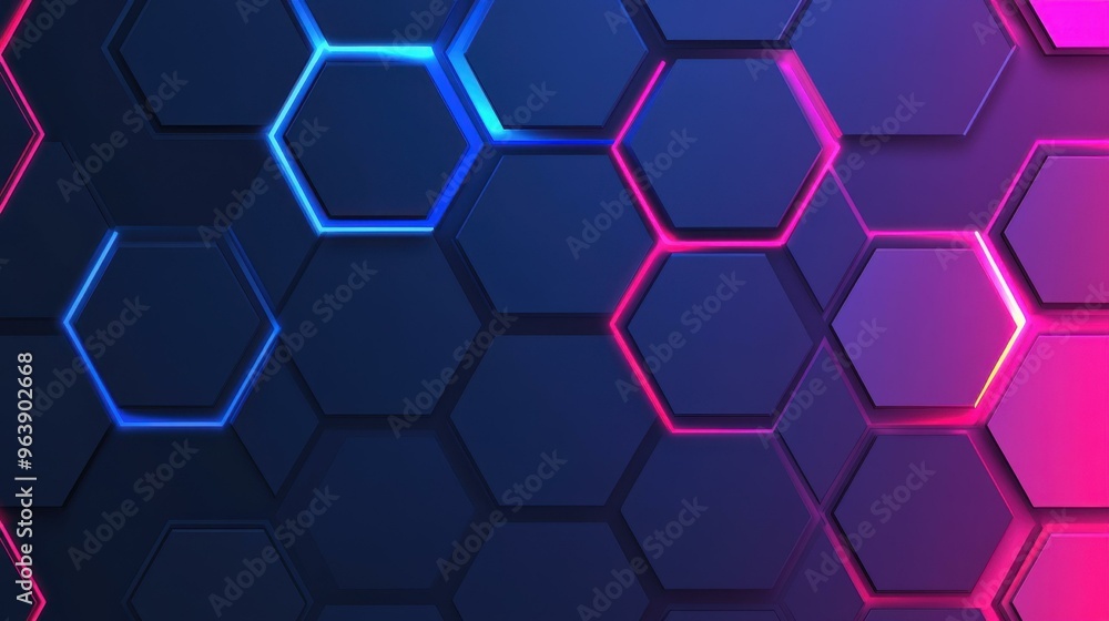 Dive into the vibrant world of gaming with this abstract dark hexagon background featuring bold blue and pink flashes. Dive into the vibrant world of gaming with this abstract dark hexagon background featuring bold blue and pink flashes.