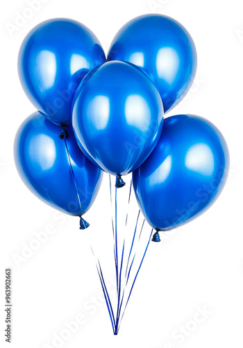 Blue balloons on a white backdrop, cut out - stock png. photo