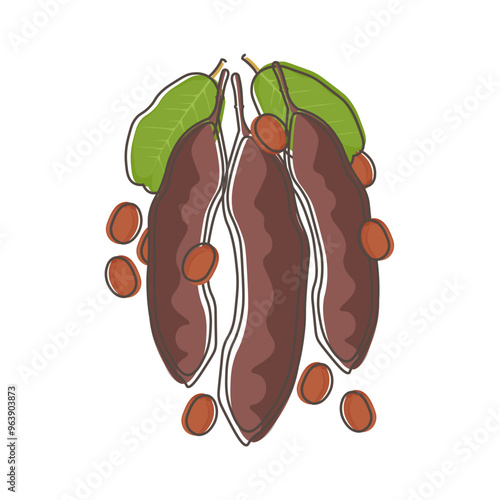 Vector Illustration Logo Clip art Cartoon Superfood Carob Pods 