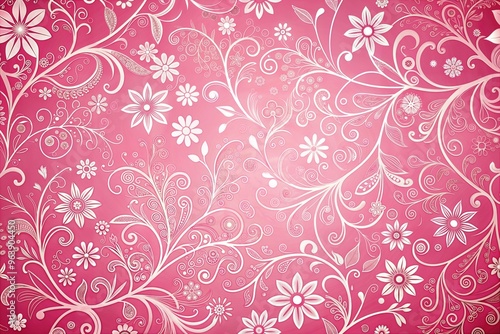 Elegant floral pattern with intricate design on pink background