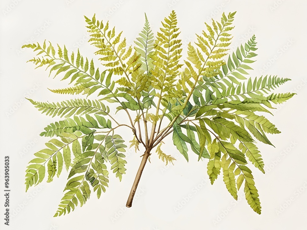 Osmunda Watercolor Leaves Plants Illustration Osmunda Watercolor Leaves Plants Illustration
