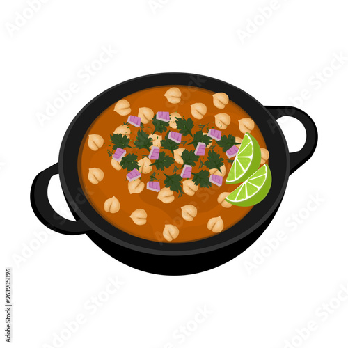 Vector Illustration Logo Clipart Chana masala channay or indian Curry Chickpea