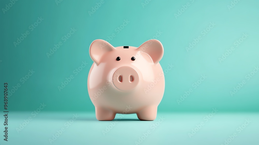 A cute piggy bank on a mint green backdrop, symbolizing savings, finance, and childhood memories in a modern and playful design. A cute piggy bank on a mint green backdrop, symbolizing savings, finance, and childhood memories in a modern and playful design.