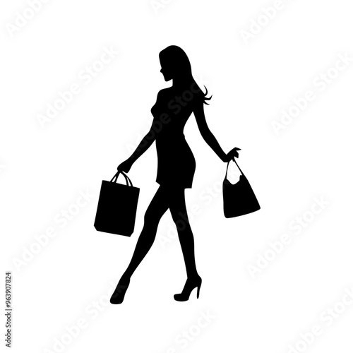 black friday shopping svg vector,silhouette of a woman with shopping bags