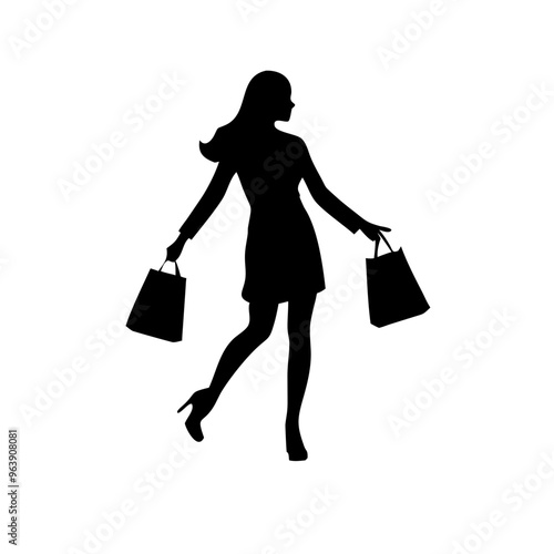 black friday shopping svg vector,silhouette of a woman with shopping bags